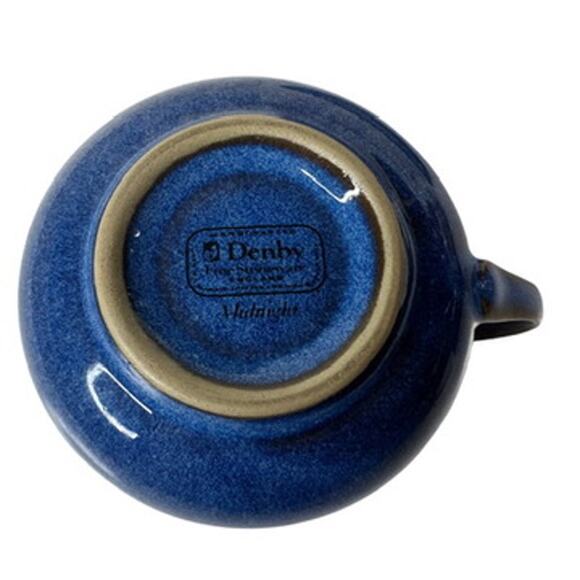 Denby Midnight England Cup and Saucer Blue with Brown and Red Details - Picture 5 of 10